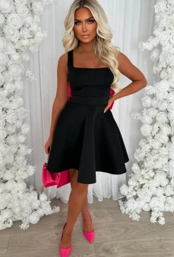 Adore Me More Black Bow Back Mini Dress