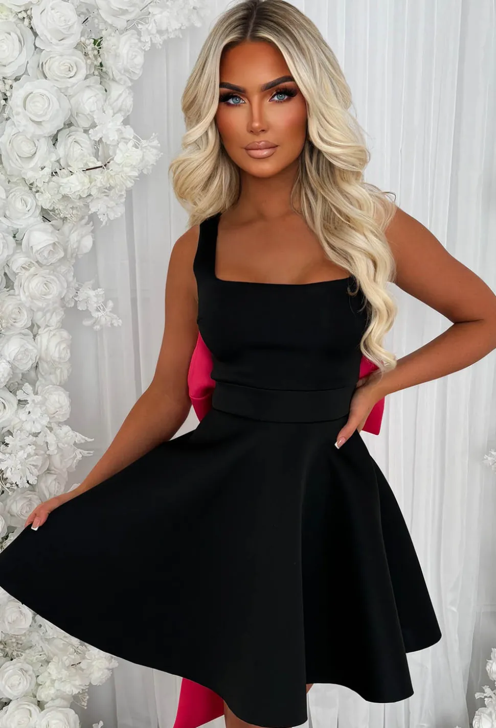 Adore Me More Black Bow Back Mini Dress