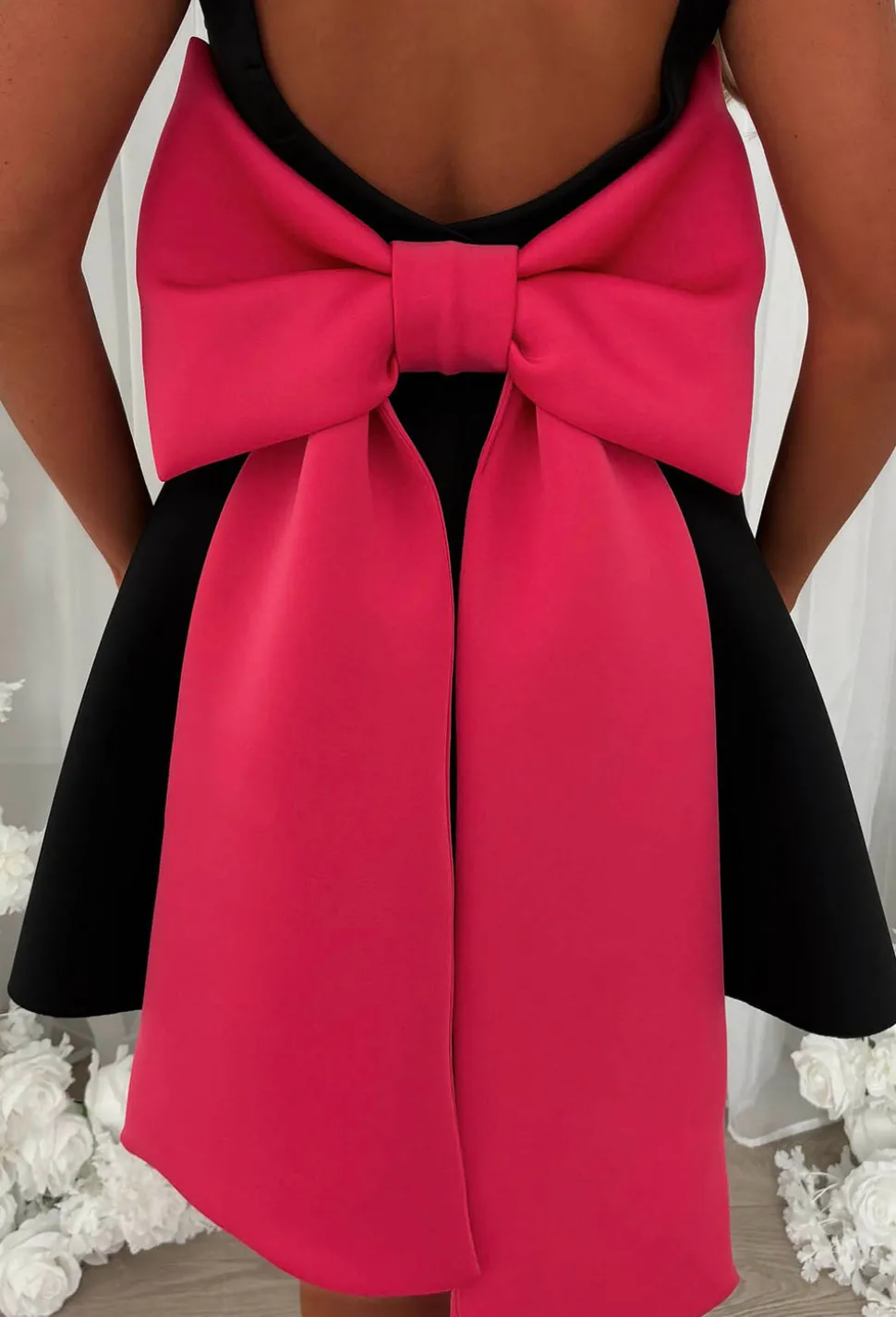 Adore Me More Black Bow Back Mini Dress