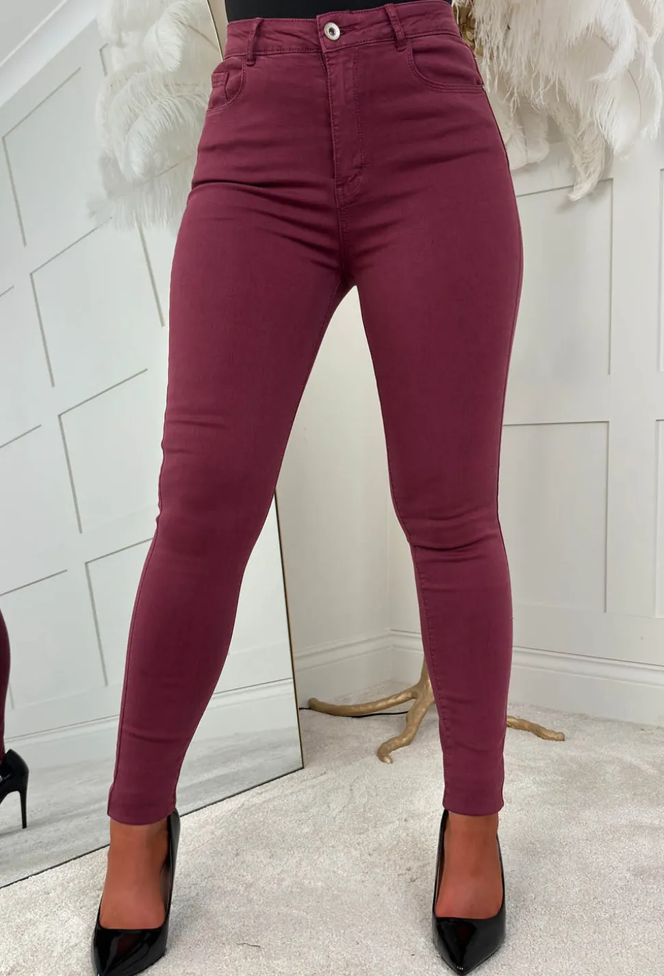 Alaia Wine Super Stretchy Skinny Jeans