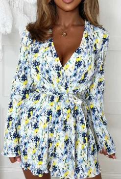 All Things Cute Multi Ditsy Print Crinkle Wrap Playsuit