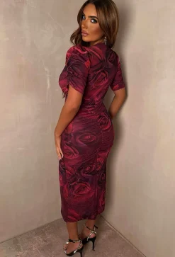 Always Rosy Pink Printed Ruched Dress