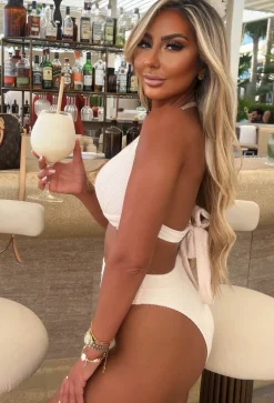 Amalfi Cream Crinkle Halter Neck Bikini