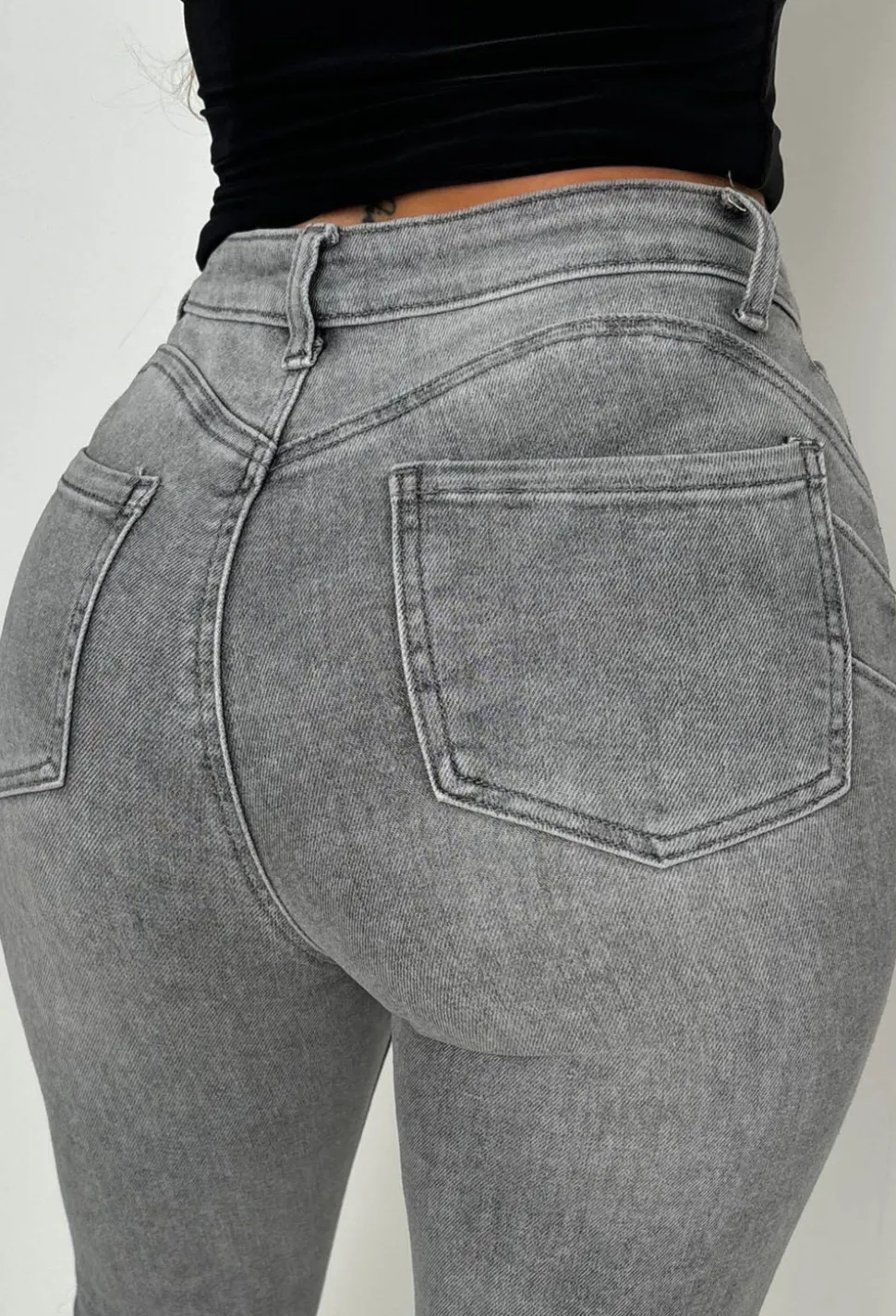 Amelie Grey Stretch Push Up Skinny Jeans