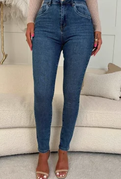 Amelie Mid Blue Stretch Push Up Skinny Jeans