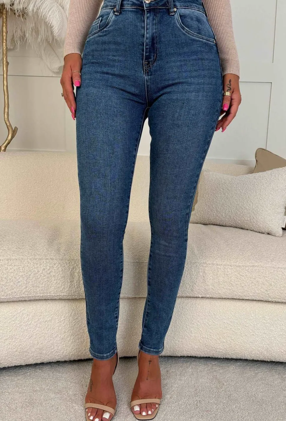 Amelie Mid Blue Stretch Push Up Skinny Jeans