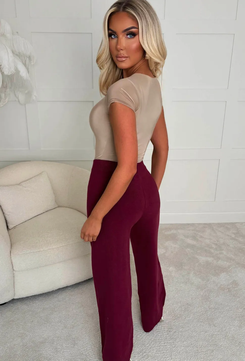 Anabella Burgundy Knitted Trousers