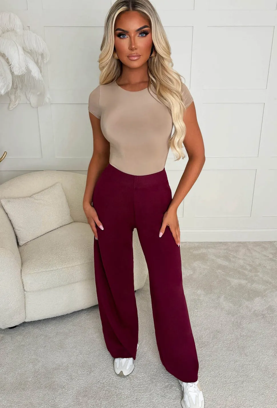 Anabella Burgundy Knitted Trousers