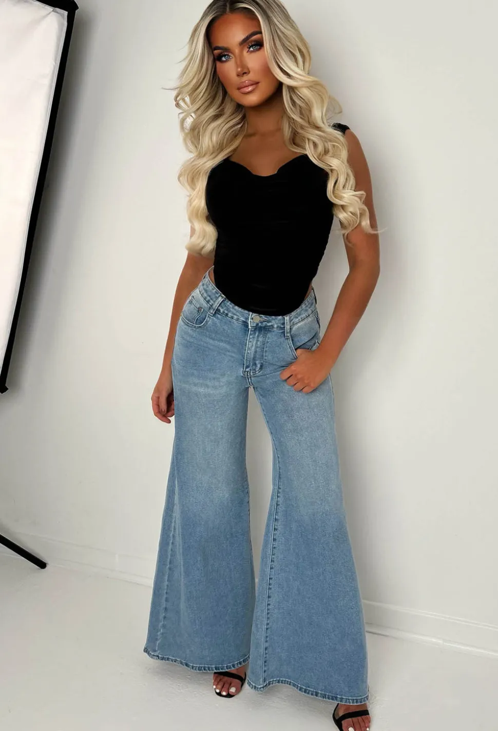 Anytime Soon Light Wash Stretch Flared Jeans