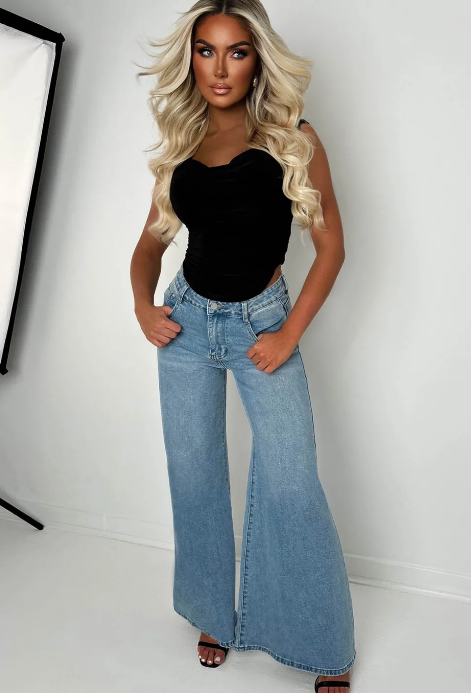 Anytime Soon Light Wash Stretch Flared Jeans