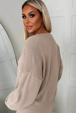 Autumn Baby Beige Tie Knot Knitted Co-Ord Set
