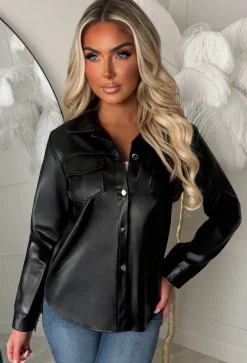 Bad Gal Boudoir Black Faux Leather Shirt