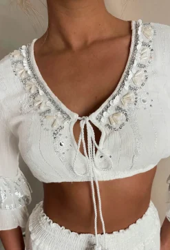 Bahama Breeze White Embroidered Boho Maxi Skirt Co-Ord