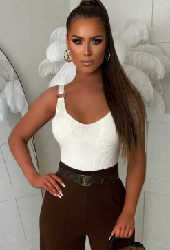 Bali Breeze Cream Gold Buckle Knitted Vest Top
