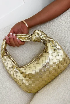 Bank On It Gold Woven Knot Detail Bag