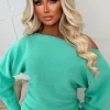 Barely Blush Teal Ultra Soft Off The Shoulder Jumper