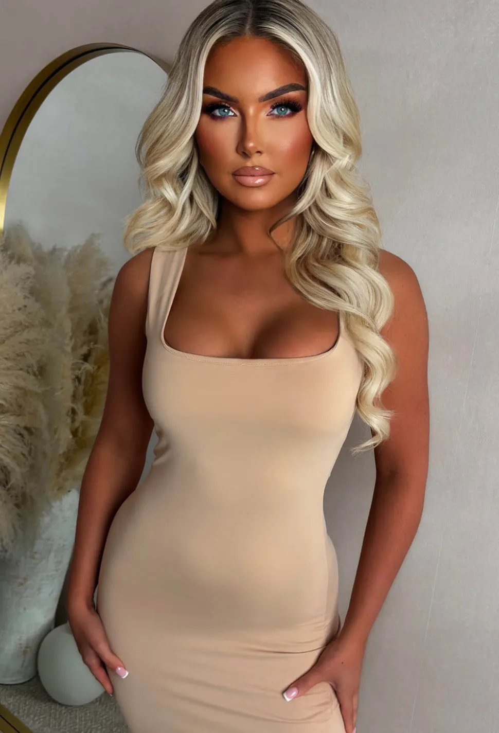 Basically Be Mine Mocha Square Neck Bodycon Dress