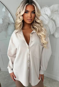Be Our Babe Cream Gold Button Shirt