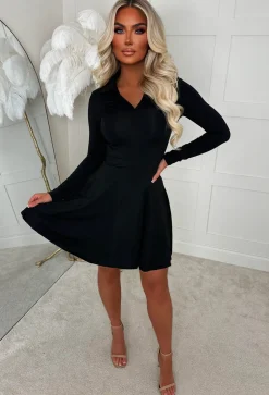 Be Your Lover Black Skater Collar Dress