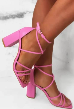 Best You Ever Had Pink Strap Block Heels