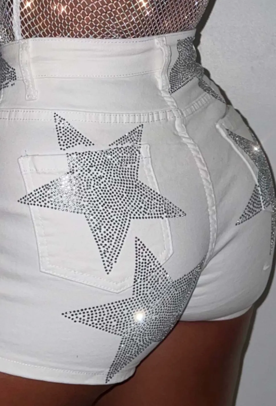 Blazing Star White Stretch Star Denim Shorts