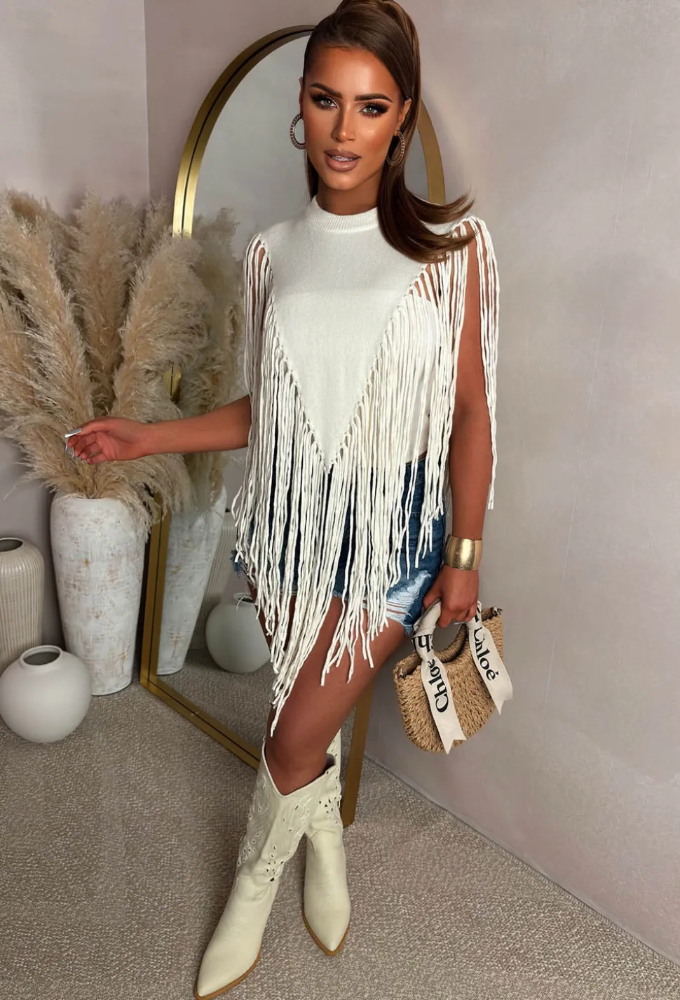 Boho Baddie Cream Tassel Jumper