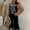 Cabana Queen Black Embroidered Trouser Co-Ord