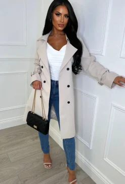 Cafe Society Beige Belted Trench Coat