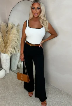 Call It Love White Rib Knit Contrast Bodysuit