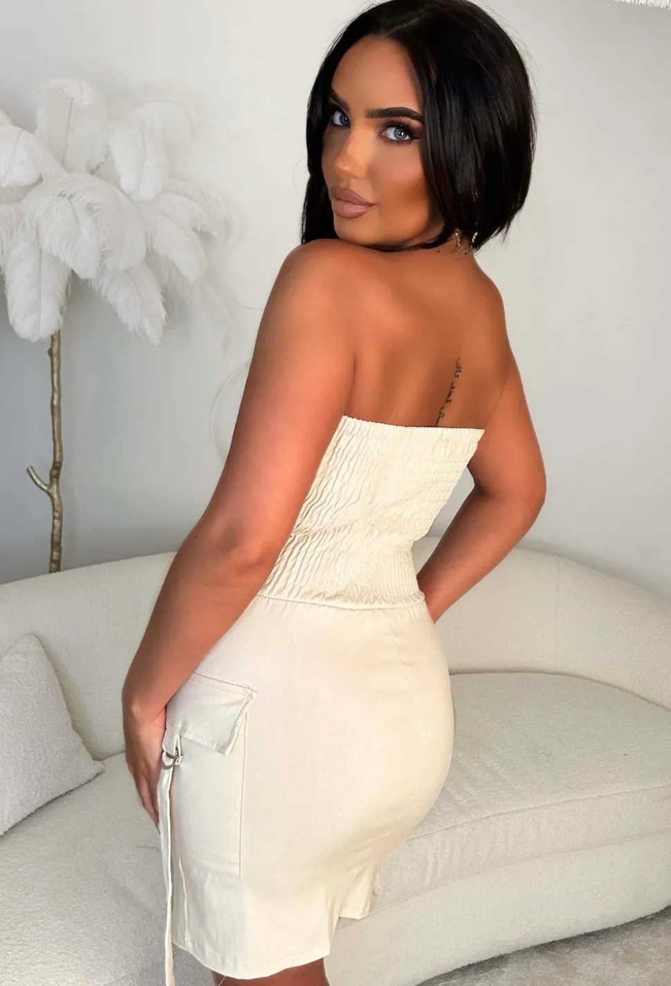 Cargo Cutie Nude Stretch Cargo Mini Dress