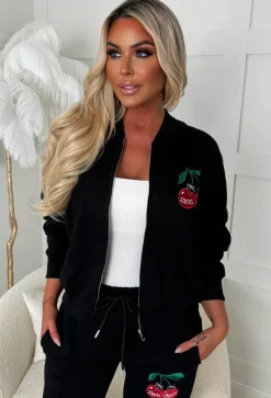 Cherie Black Cherry Embroidered Loungewear Set
