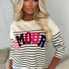 Chic Essence Cream Striped Amour Jumper