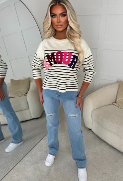 Chic Essence Cream Striped Amour Jumper