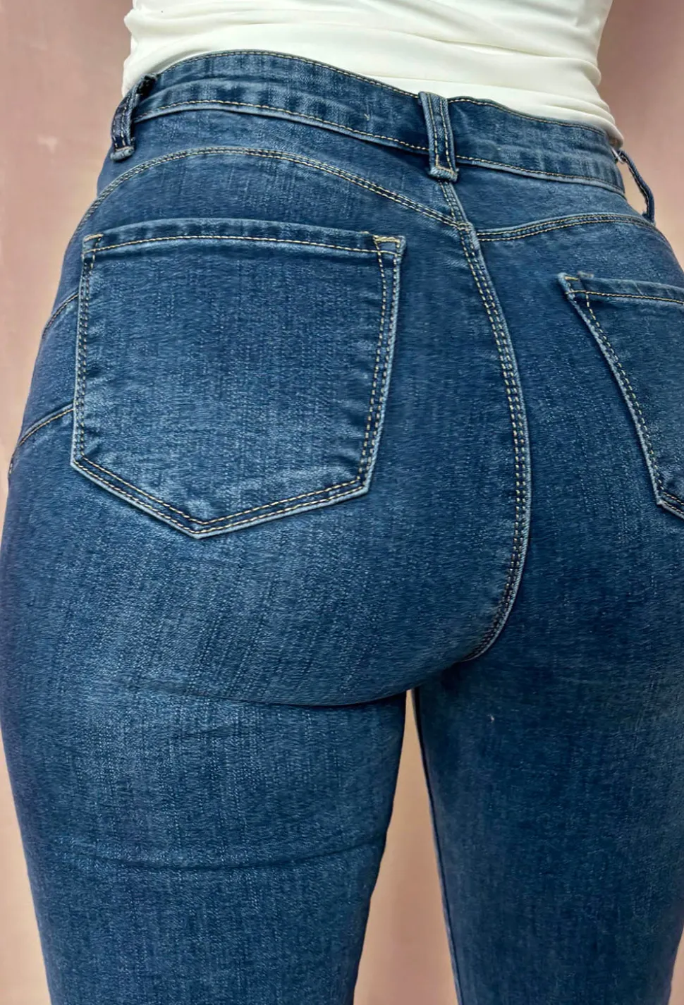 Christiane Mid Blue Stretch Push Up Flared Jeans