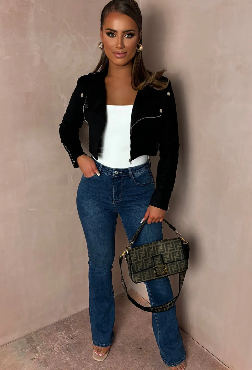 Christiane Mid Blue Stretch Push Up Flared Jeans