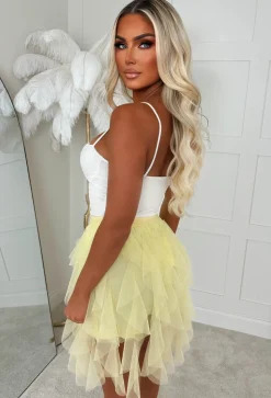 Cloud Haven Lemon Ruffle Tulle Elastic Waist Skirt