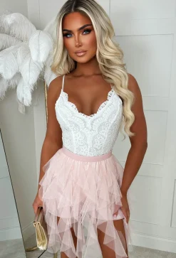 Cloud Haven Light Pink Ruffle Tulle Elastic Waist Skirt