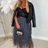 Cloud Nine Grey Waterfall Midi Skirt