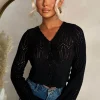 Coastal Chic Black Crochet Knitted Cardigan