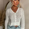 Coastal Chic Cream Crochet Knitted Cardigan