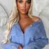 Cool Girl Mood Blue Luxury Soft Knit Button Cardigan