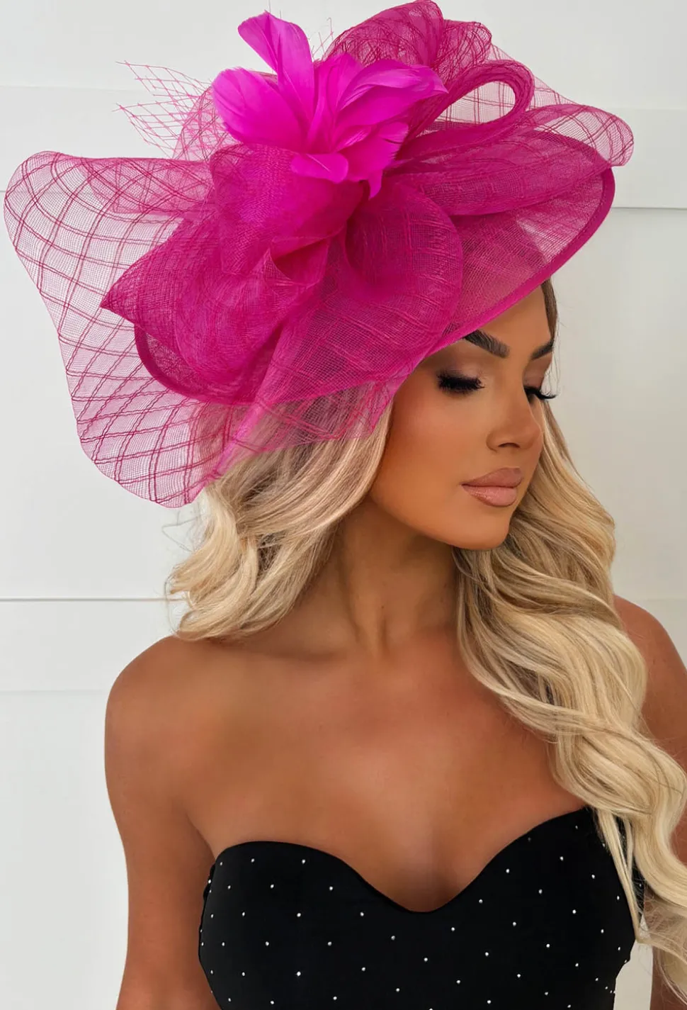 Cosmo Chic Hot Pink Floral Bow Detail Fascinator