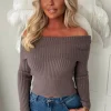 Cosy Amour Beige Bardot Ultra Soft Jumper