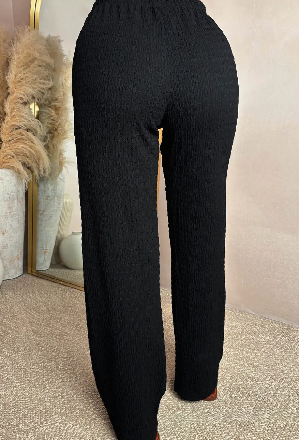 Crimson Crush Black Straight Leg Stretch Trousers
