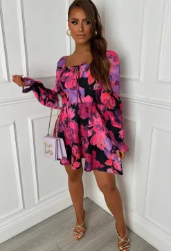 Cute As Can Be Multi Long Sleeve Milkmaid Dress