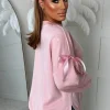 Cute One Light Pink Diamante Bow Sweatshirt
