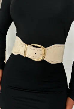 Cutesy Babe Nude Faux Suede Elasticated Belt