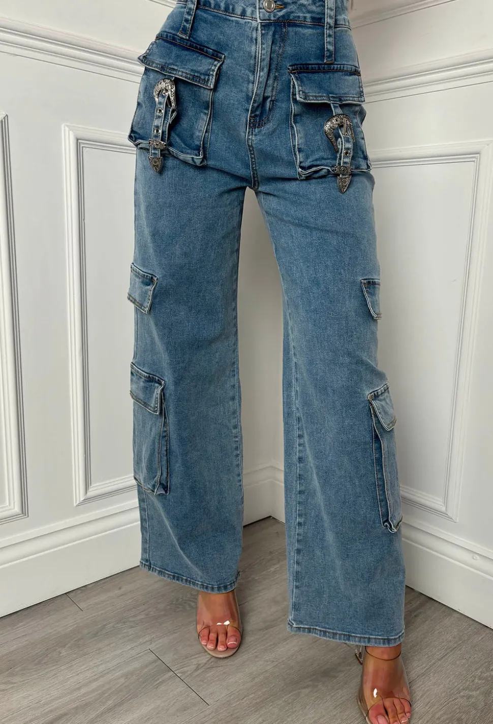 Denim Darling Mid Blue Cargo Co-Ord Set