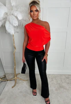 Dixie Red Ruched Shoulder Top