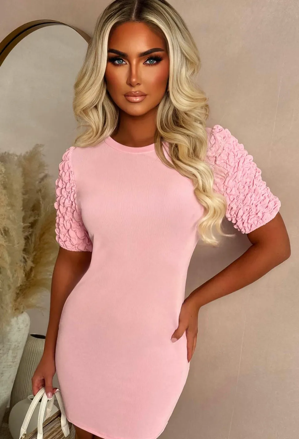 Doll House Pink Frilly Sleeve T Shirt Dress